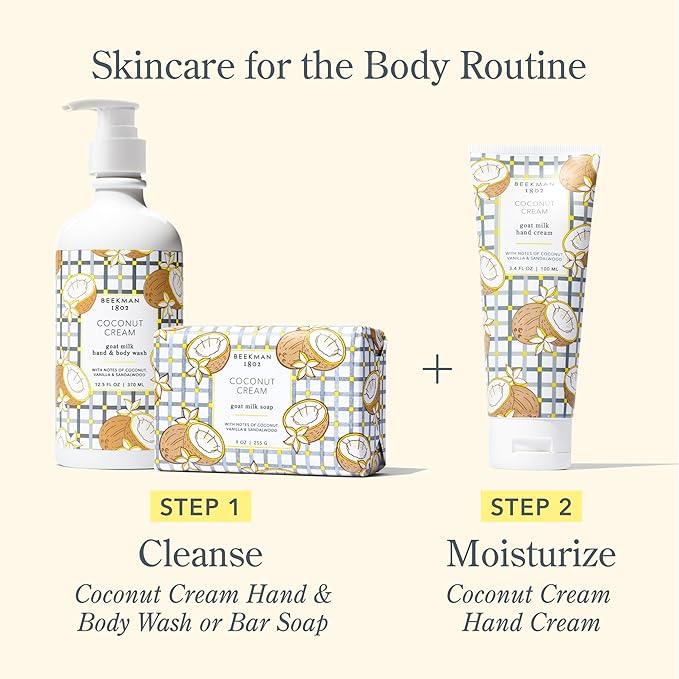 Beekman 1802 Whipped Body Cream – Rich Body Butter & Moisturizing Body Cream, Goat Milk Lotion, Shea Butter & Vitamin E, Hydrating Body Moisturizer for Dry Skin - Coconut Cream 8 oz