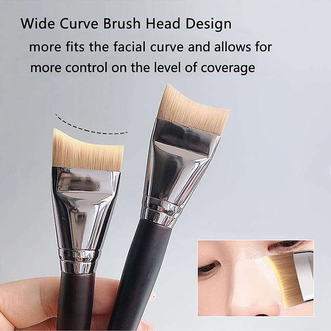 Foundation Brush, Angled Makeup Brush Ultra Thin Facial Brush Fast Flawless Face Mask Brushes for Blending Liquid Foundation, Blending Cream, Brown