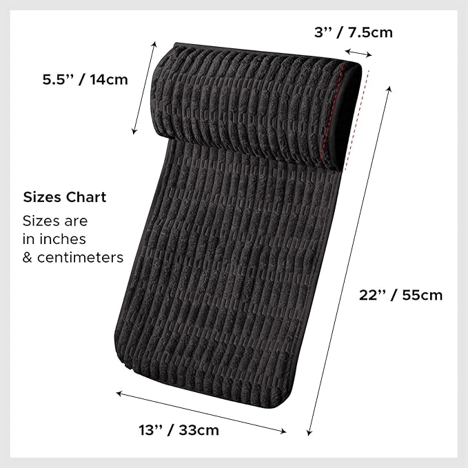 WdFour Headrest Memory Pillow, Support Cushions for Neck, Back or Leg for Sofas, Recliners, Office Chairs, Massage Chairs for Neck Pain Relief and Cervical Support. (Black, 13" Wx5.5 Lx3 D, 1PC)