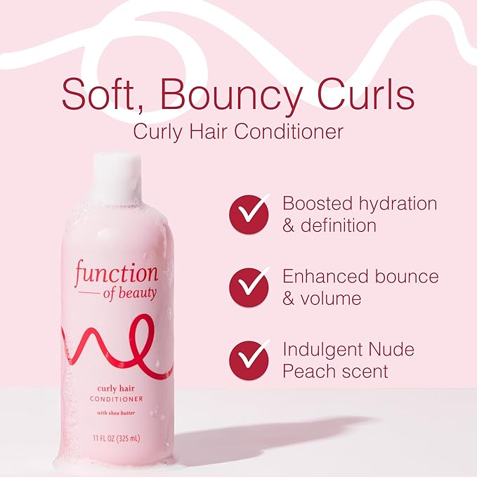Function of Beauty Curly Hair Conditioner - Sulfate-Free Conditioner for Natural Curls & Bounce - Curl Defining, Hydrating & Moisturizing with Shea Butter - Dry & Dull Hair Care Products