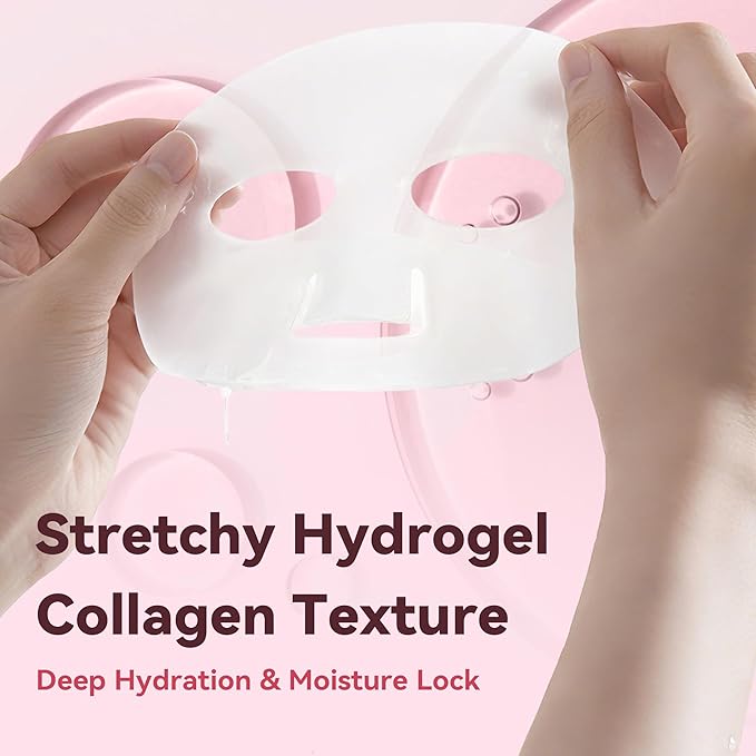 Salmon DNA PDRN Collagen Face Mask – Korean Face Mask for Glass Skin – Collagen Face Masks Skincare Overnight Hydrogel – Firming, Hydrating Face Masks, Pink Collagen Mask 4-Pack