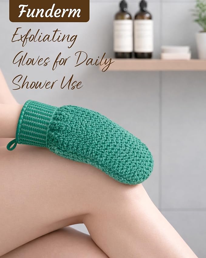 Exfoliating Gloves 2 Pack, Wave Texture Exfoliating Mitt for Dead Skin Remover, Body Scrub Gloves for Bath Shower, Korean Exfoliating Mitt, Loofah Alternative Body Scrubber for Women & Men