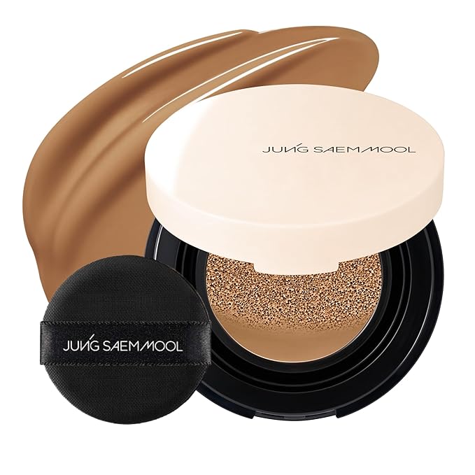 JUNG SAEM MOOL Essential Skin Nuder Cushion | Natural Finish, Buildable Coverage Cushion Foundation by Korean Makeup Artist (Mini, 0.17 Fl Oz), 32N Walnut