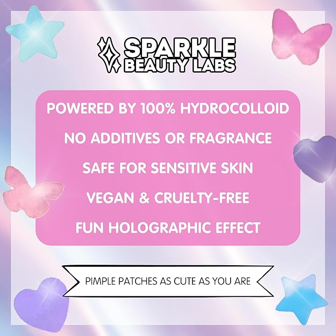 Heal & Conceal Pimple Patch - Cute Holographic Butterfly Shaped Acne Patches, Fun Hydrocolloid Zit Stickers for Face (Iridescent Pink Butterflies, 84 Count)