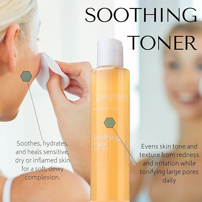 RD Alchemy - 100% Natural & Organic Soothing Toner - Soothing and Calming for Dry, Irritated or Sensitive Skin. Perfect for Home or Professional use to Reduce Redness and Pore Size.