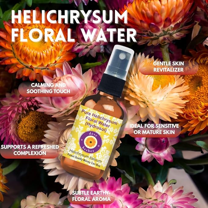 Deve Herbes Pure Helichrysum Floral Water (Hydrosol) (Helichrysum Italicum) for Skin - 50ml (1.69 oz)