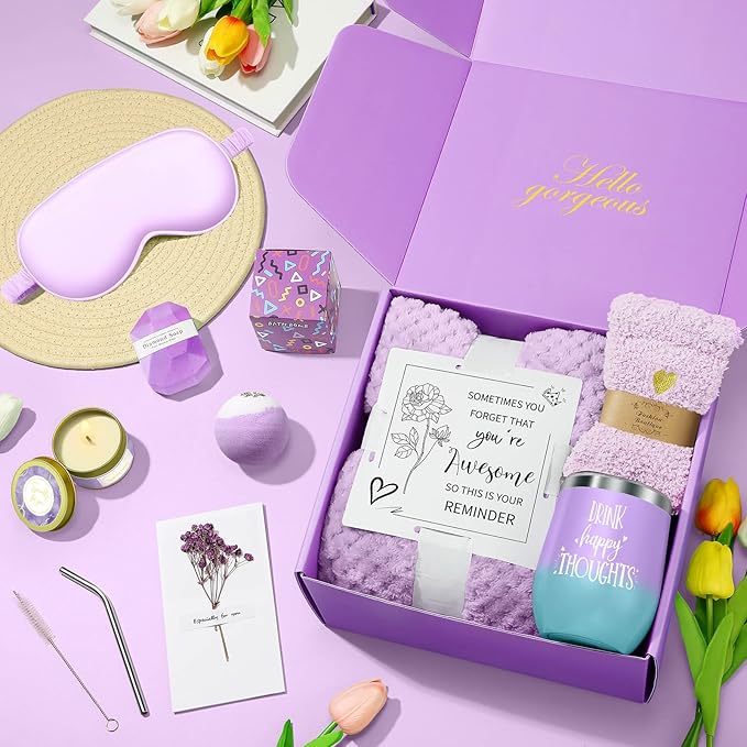 Mothers Day Gifts for Mom Wife Grandma Daughter Friends Sister, Easter Basket, Happy Birthday Gifts for Women Mom Her Friend Sister Wife Grandma, Self Care Gift Get Well Relaxing Spa Gift Basket Set