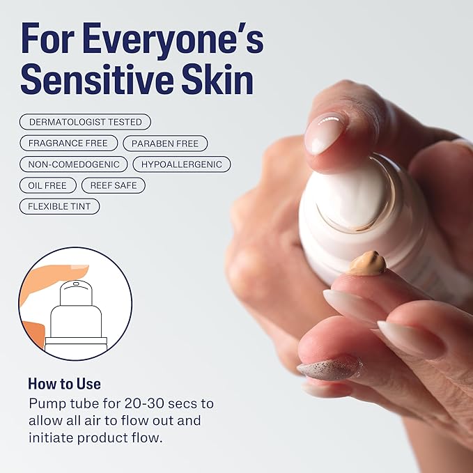 CETAPHIL Everyday Sunscreen Tinted Lotion for Face, 1.7 fl oz, 100% Mineral UVA/UVB Filters: Titanium Dioxide & Zinc Oxide, SPF 40, For Sensitive Skin