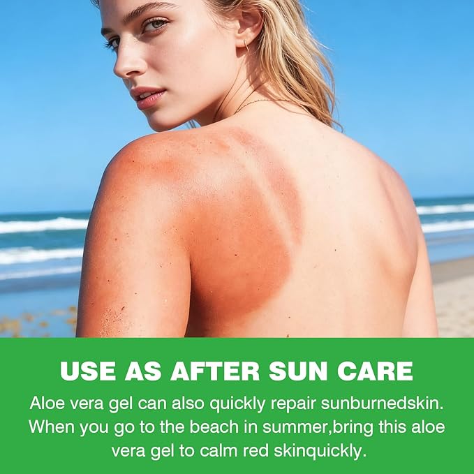 IREV Organic Aloe Vera Gel for Face, Skin, Hair, Sunburn Relief, Pure Aloe Vera Soothing Gel for Skin Care, Acne, After Sun Repair, After Shave, Cold Pressed, No Sticky Residue, Moisturizing-200ml