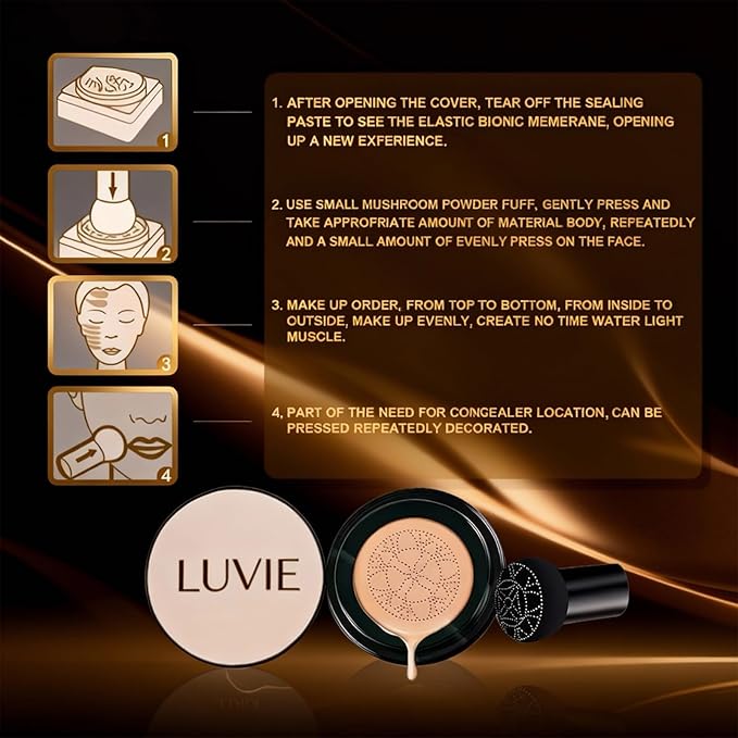 Cushion Foundation, 2026 New Mushroom Head Air Cushion Cc Cream Foundation, Bb Cream Foundations, Makeup Foundation for Older Women, Long-Lasting and Evens for Light/Medium Complexions (Ivory white)