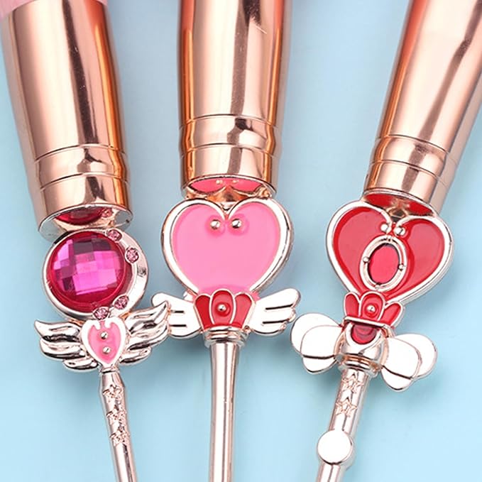 Makeup Brushed Set 8PCs Sailor Moon Magical Girl Golden Cosmetic Brush Tool Pink Eyeshadow Brushes Eyeliner Eyebrow Essential Cosmetic Brush Kits