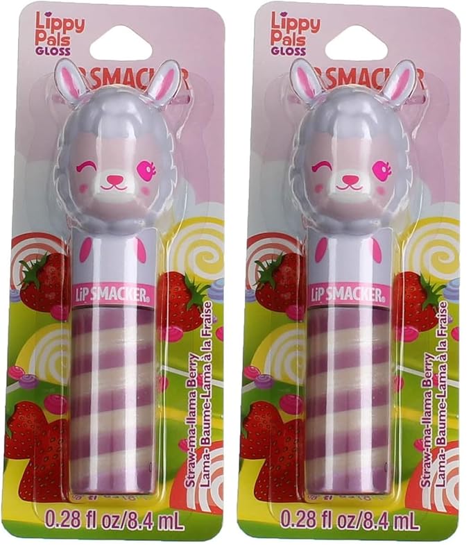 Lip Smacker Lippy Pals Swirls Llama, Flavored Moisturizing & Smoothing Soft Shine Lip Balm, Hydrating & Protecting Fun Tasty Glossy Finish, Cruelty-Free & Vegan - Straw-Ma-Llama Berry (Pack of 2)