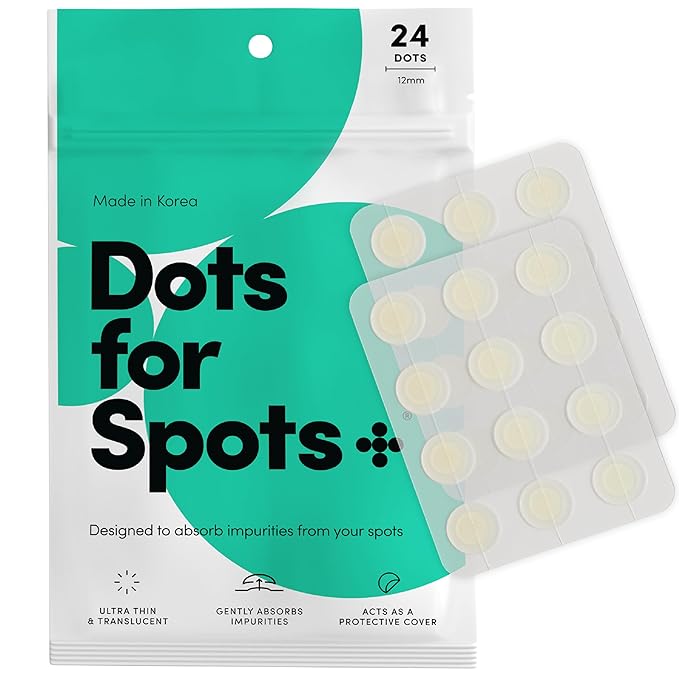 Dots for Spots Pimple Patches For Face - Fast Acting, Translucent Hydrocolloid Zit Patches that Unclog Pores Korean Skin Care - Vegan, Cruelty Free - (24 count)