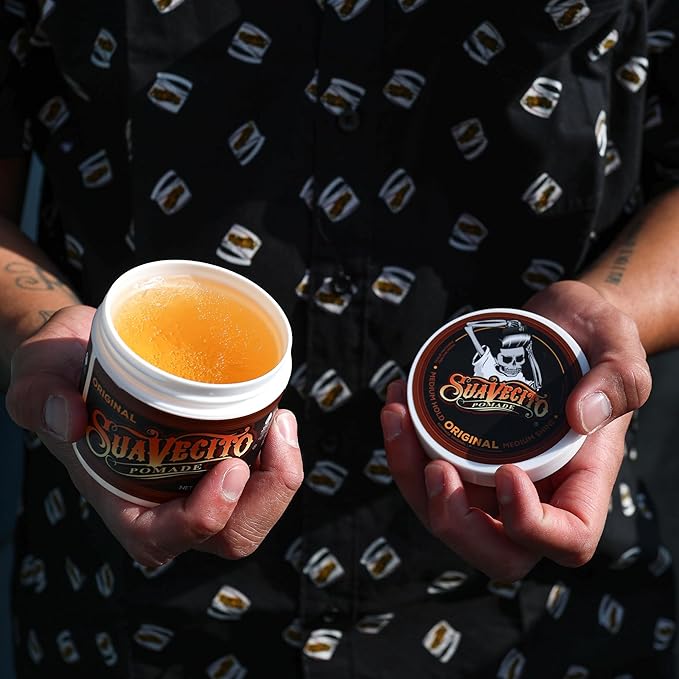 Suavecito Pomade Original Hold For Men 4 oz, 1 Pack - Medium Shine Water Based Wax Like Flake Free Hair Gel - Easy To Wash Out - All Day Hold For All Hairstyles