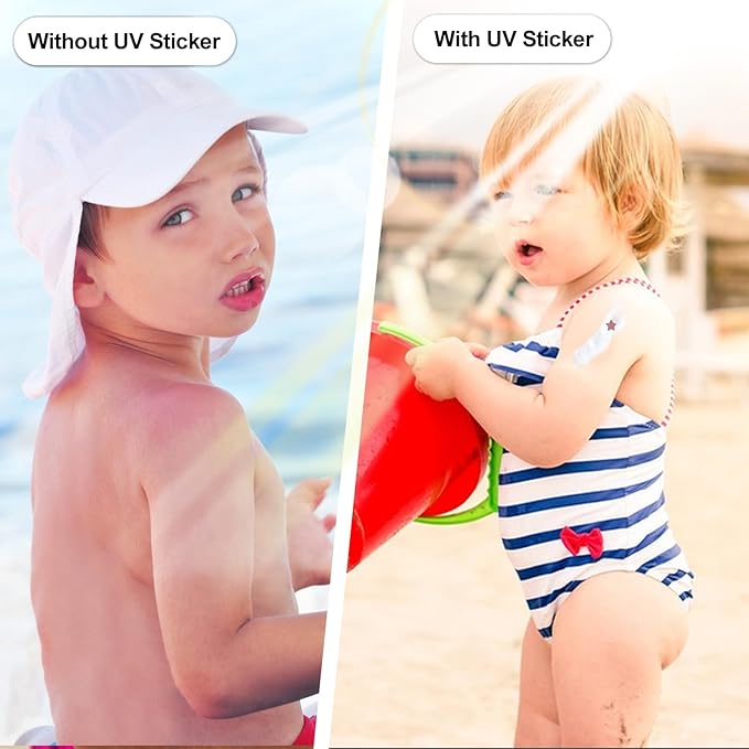 UV Detection Stickers for Sunscreen with advanced UVB and UVA detection technology Preventing Sunburn for Kids and Adults (16Count) Changes Color When Time To Reapply Your SunScreen