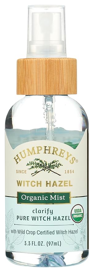 Humphreys Witch Hazel Organic Facial Mist, Vegan, USDA Certified Organic, Paraben & Sulfate Free, Cruelty Free, 3 Fluid Ounce (Pack of 6)