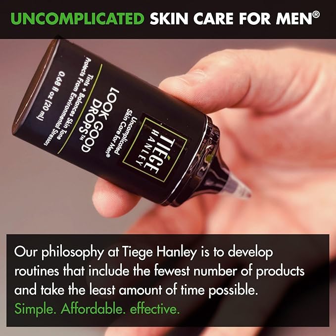 Tiege Hanley Look Good Tanning Drops for Men, Daily Tinted Face Moisturizer Mix-In with Hyaluronic Acid for Hydration, Natural Tan Finish and Antioxidant Support, Men’s Skin Care, 20 ML