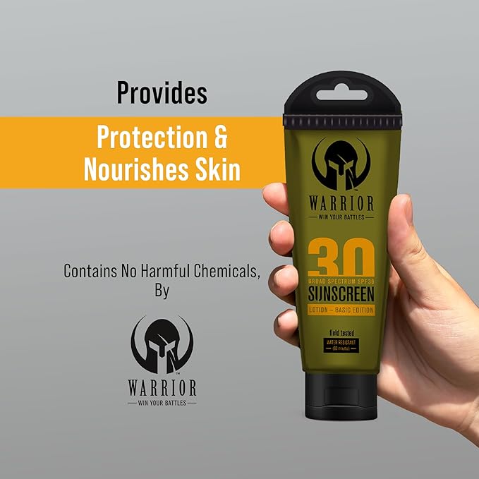 WARRIOR - WIN YOUR BATTLES- Sunscreen SPF 30 Lotion - Water & Sweat Resistant Body Lotion with SPF - Non-Mineral Formula, Camo Presentation, Broad Spectrum Sunscreen SPF30-3 Fl Oz - Pack of 2