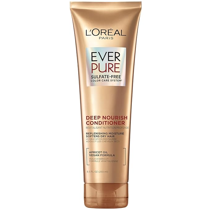 L'Oreal Paris Hair Conditioner for Dry Hair,Triple Action Hydration,Apricot Oil Infused,EverPure,8.5 Fl Oz (Packaging May Vary),(Pack of 6)