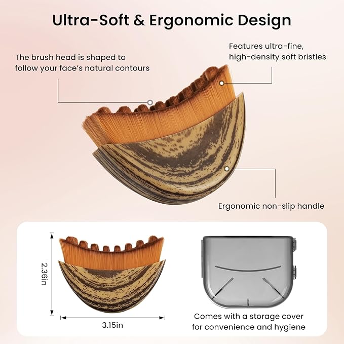 Lymphatic Facial Contour Brush - Lift, Sculpt & Depuff for Glowing Skin - Boost Product Absorption - 1 Piece Face Massage Tool