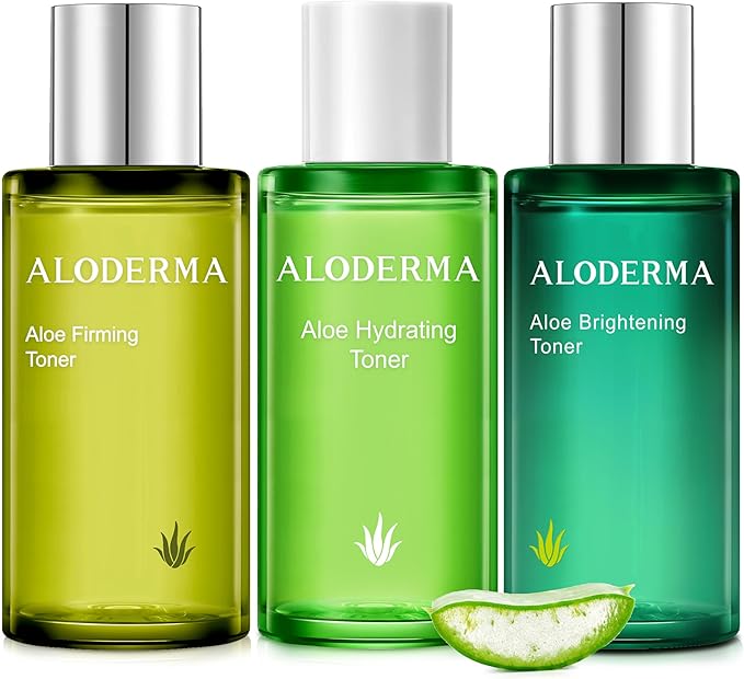 Aloderma Aloe Vera Toner Set, 3 Pieces - Hydrating, Firming, Brightening Toners