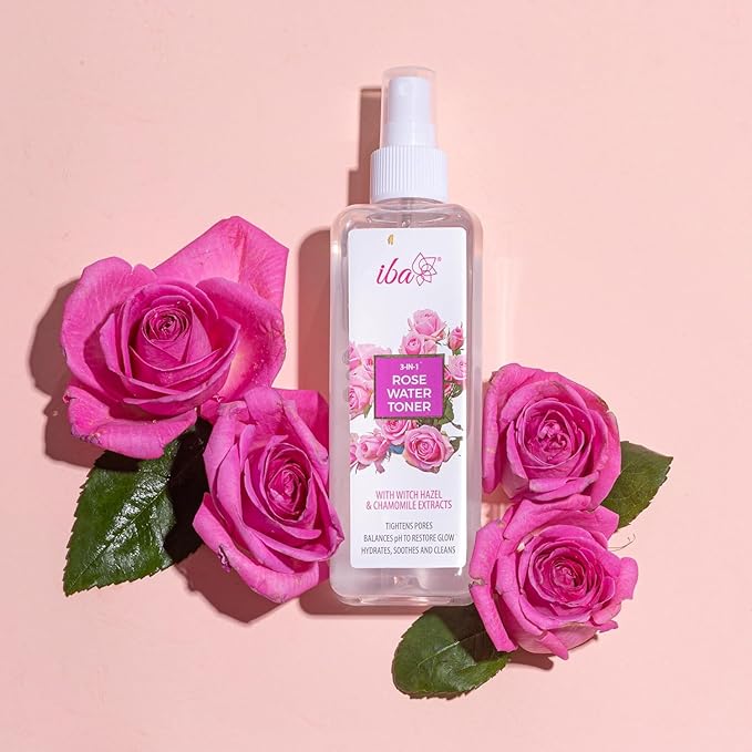 Rose Water Toner Spray for Face – 3-in-1 Hydrating Facial Mist with Witch Hazel & Chamomile – Pore Tightening, pH Balancing, Soothing & Refreshing – Natural Glow Skin Care for All Skin Types