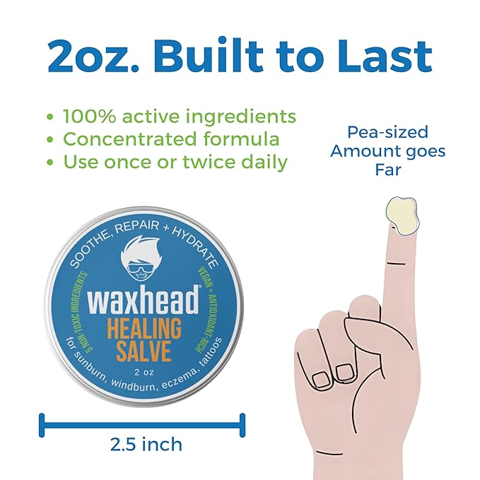 Waxhead After Sun Balm & Tattoo Salve – 5 Ingredient Shea Butter Formula for Dry Cracked Skin, Tattoo Aftercare, Hands, Lips & Heels, Non-Greasy Multi-Purpose Skin Moisture (2 oz)