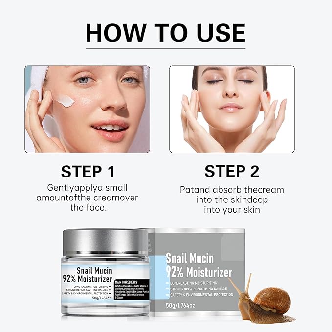 Snail Mucin 92% Moisturizer Daily Face Gel Cream, Crema de Baba de Caracol Original, Snail Secretion Filtrate Nourishing Cream, Moisturizer Face Cream Snail Mucin (2)