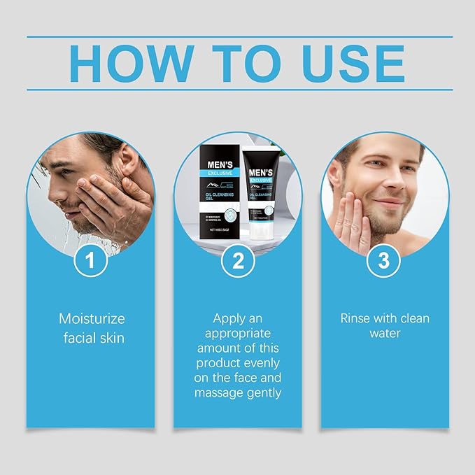 Men's Facial Care Kit with Cleansing Gel, Misturizing Toner, and Oil Control Gel- with Hydrating Formula, All Skin Types Daily Face Routine, Perfect Gifts for Dad Him Husband Boyfriend, Birthday Gift