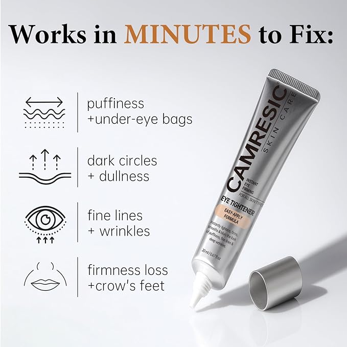 Instant Under Eye Tightener, Instant Firming Temporary Eye Tightener with Brush, Perfection Cream for Fine Lines, Wrinkles & Puffiness, Easy-Wear Formula for All Skin Types
