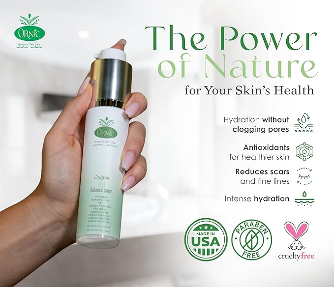 Botanical Skin Care - Organic Facial Toner with Hyaluronic Acid, Collagen, Rosemary & Aloe Vera - Natural Face Care for Hydration & Balance - Vegan & Cruelty-Free - 1.69 oz (50 ml)