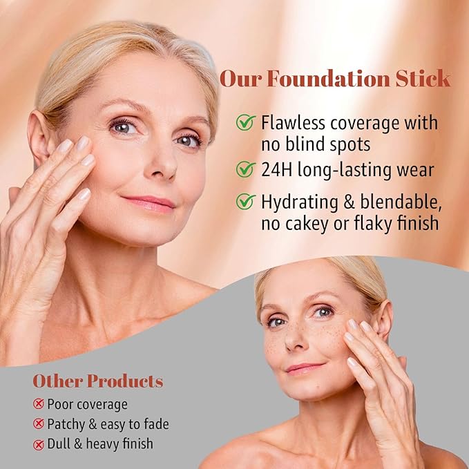 Blanc Cover Cream Stick V - Color Changing Foundation Stick, White Concealer for Older Women Full Coverage Foundation Dewy Finish, Korean Makeup Concealer Stick with Built-in Brush (Natural)