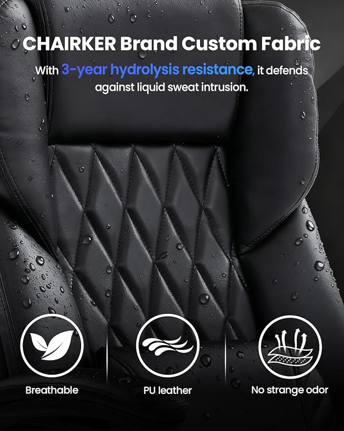 500LBS Big and Tall Office Chair with 3D Kneading Massage Lumbar Support, Office Chairs for Back Pain Relief, Ergonomic Comfort 130° Reclining Desk Chairs Managerial Chairs for Heavy People