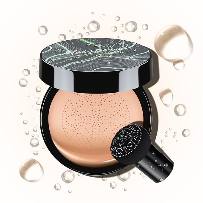 Air Cushion BB Cream - Moisturizing CC Foundation for Mature Skin, High Coverage Concealer with Brightening Effect & Long-Wear for All Skin Types (Nude)