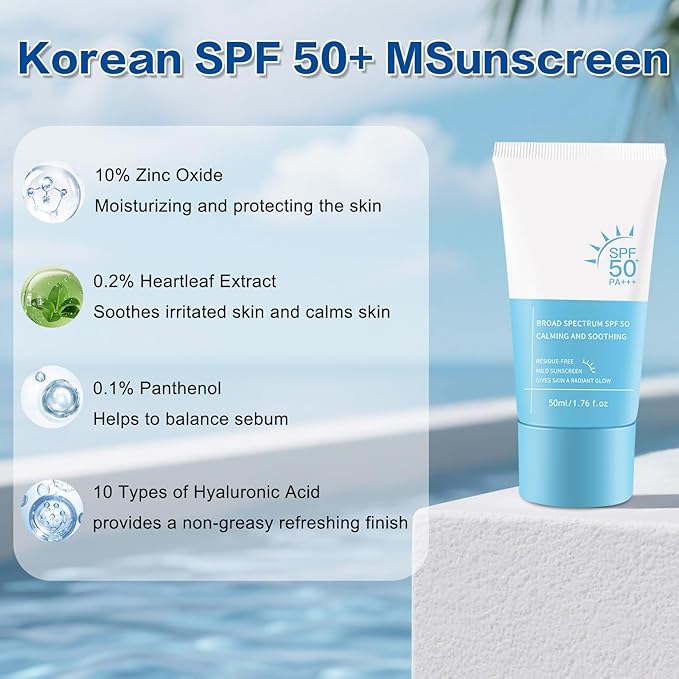 Heartleaf Korean Face Sunscreen,Tinted Sunscreen for Face SPF 50,Universal tinted moisturizer,Clear Filter Sun Essence, Non-Sticky, Long Lasting Protection,Korean skin care 50ml / 1.76 fl. oz