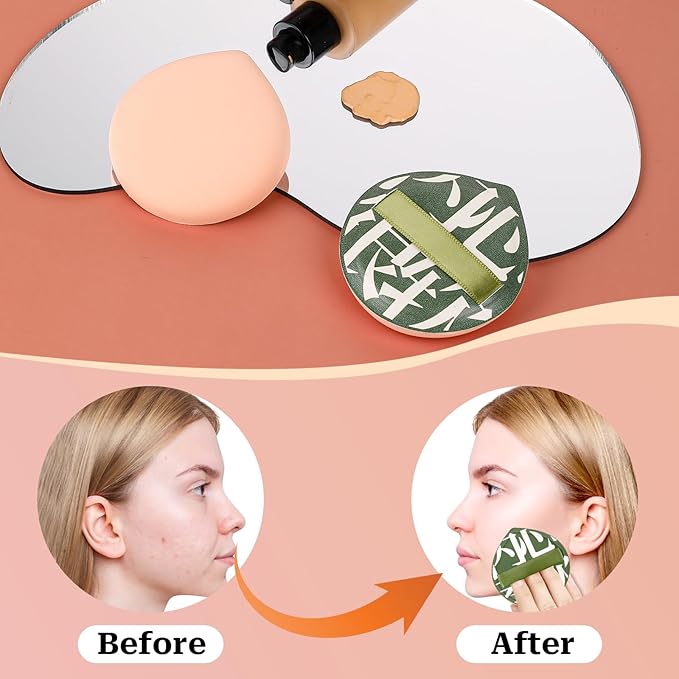 4 PCS Makeup Puff, Korean Makeup Sponges Teardrop Setting Face Cushion Puff Soft Sponge for Foundation Concealer Liquid Cream and Powder, Beginner-Friendly, XL/L