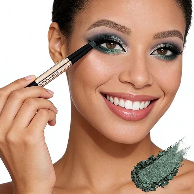 Green Eyeshadow Stick Eye Makeup Cream Smooth Shimmer Eyeshadow Pencil Primer Glitter Dark Light Matte Single base Crayon Primer Palette Eyeliner Hypoallergenic Waterproof Long Lasting