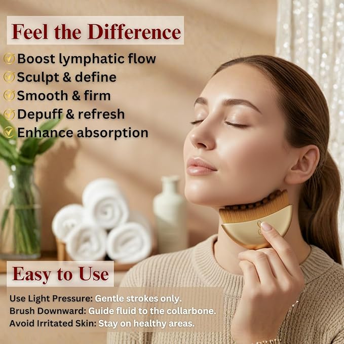 Lymphatic Contour Face Brush, Lymphatic Drainage- Facial Sculpting Dry Guasha Brush - Face Lymphatic Drainage Brush - Face Contour Depuff Lift