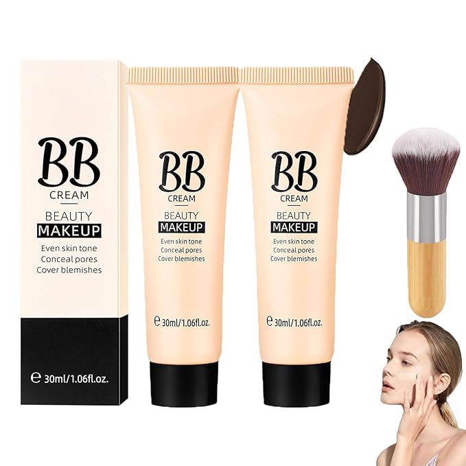 Concealer Hydrating BB Cream, BB Tinted Care Primer With Brush, Color Correcting Creams Beauty Makeup Full-Coverage Foundation & Concealer, Lightweight Fit Face Skin (#480 Coffee, 1.06 oz)