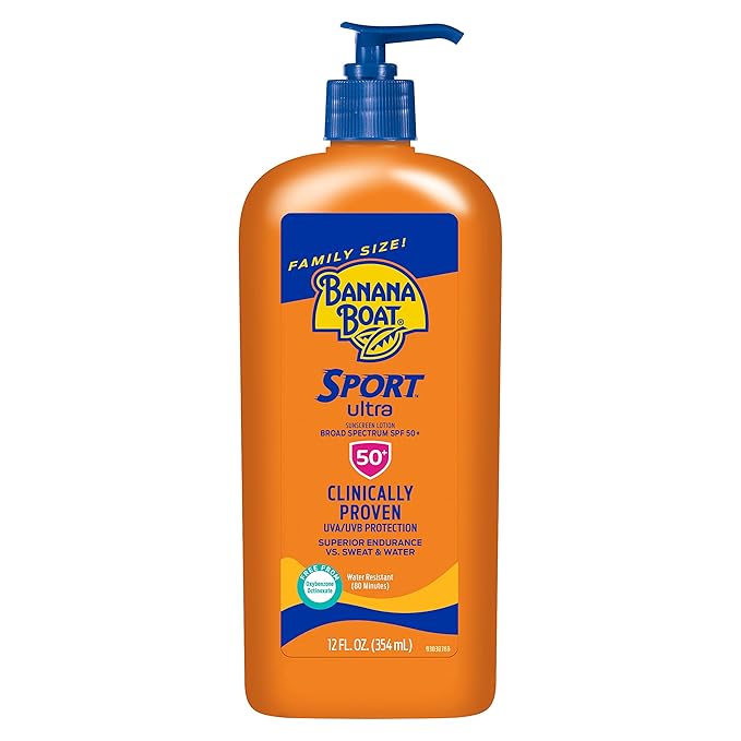 Banana Boat Sport Ultra SPF 50 Sunscreen Lotion, 12Fl Oz | Banana Boat Sunscreen SPF 50 Lotion, Oxybenzone Free, Sunblock, Family Size, 12Fl Oz (Pack of 1)