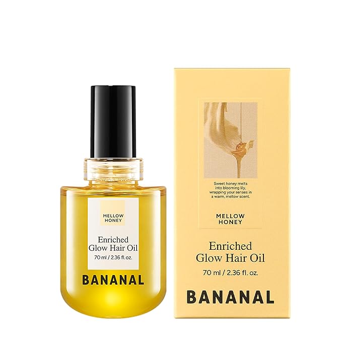 Enriched Korean Bonding Hair Oil & Serum for Glow & Shine, Hair Perfume with Rice Water Protein, Silk & Beeswax, Lightweight Frizz Care, Mellow Honey, 70ml / 2.36 fl oz