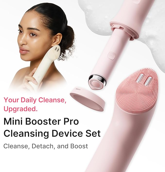 medicube Pore Purifying Cleansing Set: Mini Booster Pro Plus Cleansing Device Set (Beige) and Zero Pore Clear Blue Capsule Facial Deep Cleanser
