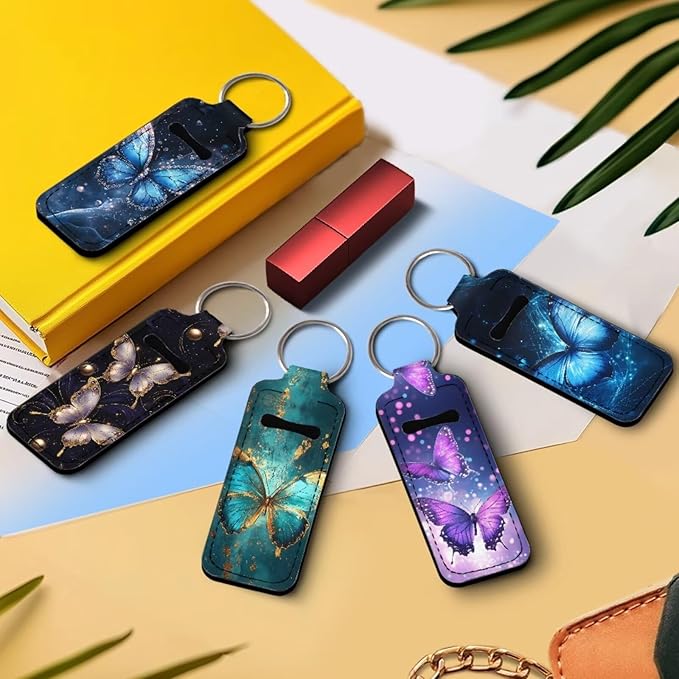 Pensura Chapstick Holder Keychain Fashion 5 Pcs Car Keychain Holder Portable Chapstick Holder Keep from Scratched and Dust