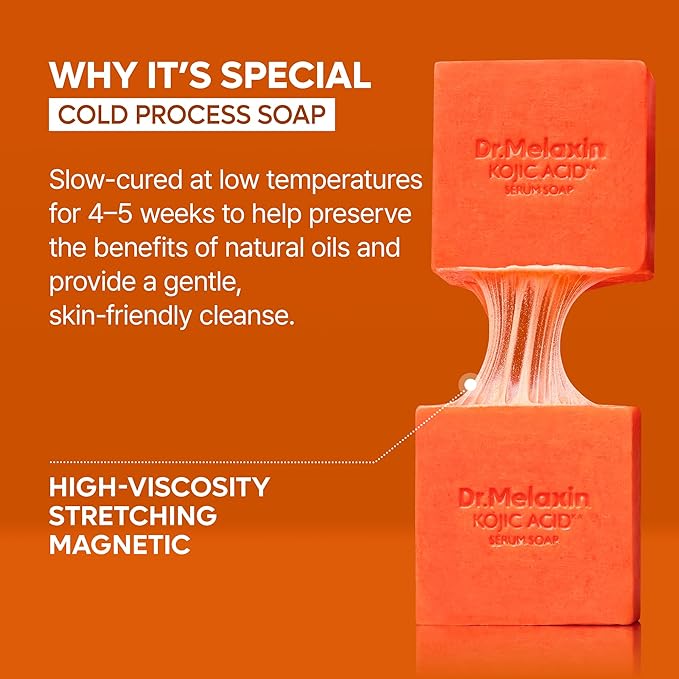 Dr.Melaxin Kojic Acid Turmeric Serum Soap – Tone Care Cleansing Bar for Uneven Skin Tone, Elastic Deep Cleansing Facial & Body Soap with Botanical Oils