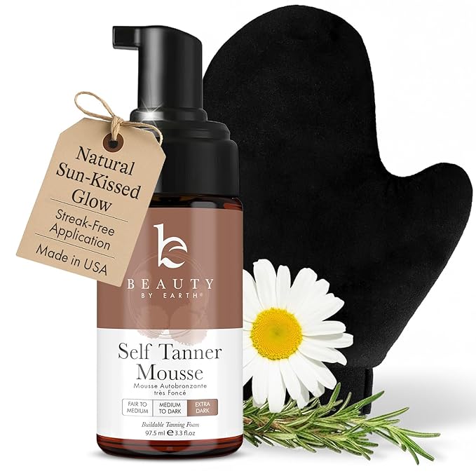 Ultra Dark Self Tanner Tanning Mousse Kit - USA Made with Natural & Organic Ingredients, Self Tanner Mousse and Mitt, Fake Tan Tanning Foam, Sunless Tanners Best Sellers for Darkest Self Tan