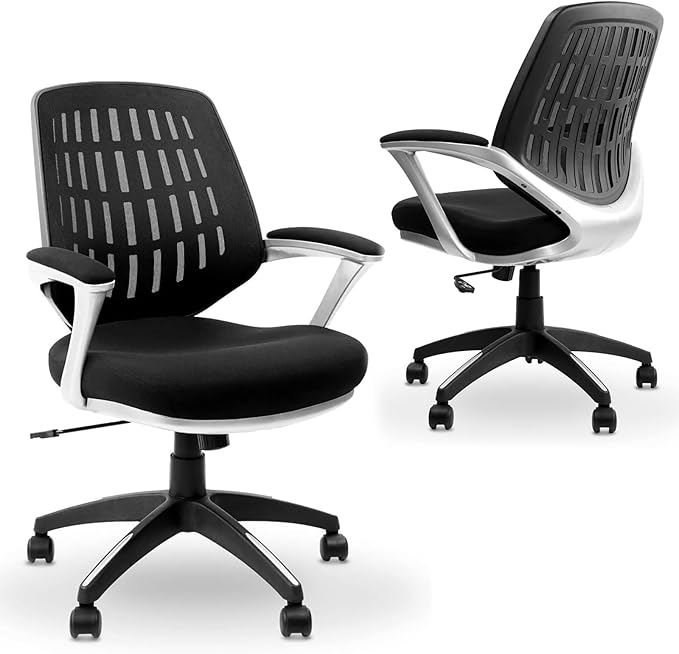 CLATINA Ergonomic Office Chair, Mesh Mid Back Swivel Task Chair with Adjustable Height, Comfortable Thickened Seat Lumbar Support Home Computer Desk Chair for Home Working Study Gaming, Black