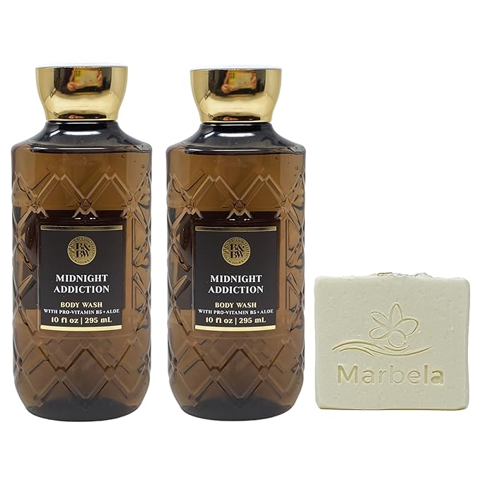 Bath & Body Works Midnight Addiction 2 Pack Body Wash Set with a Natural Oats Bar Soap