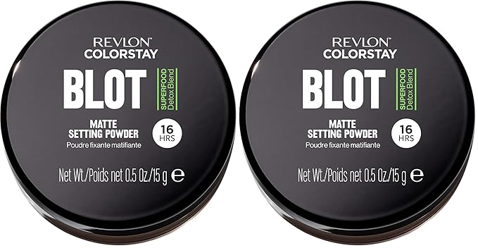 Revlon ColorStay Blot Face Makeup Setting Powder,Mattifying,Blurring & Oil Absorbing,Absorbs Sebum,Blurs Imperfections and Reduces Pore Appearance,0.5 Oz,(Pack of 2)