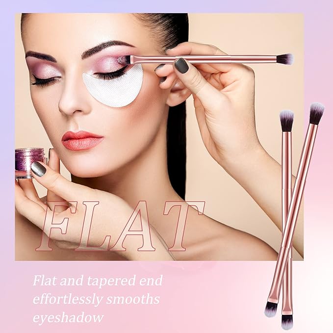 24 Pcs Eyeshadow Smudge Brush 2 in 1 Eyeshadow Double Ended Concealer Brush Under Eye Small Soft Firm Pointed Foundation Makeup Applicator for Blending Eye Shadow Liner(Rose Gold)