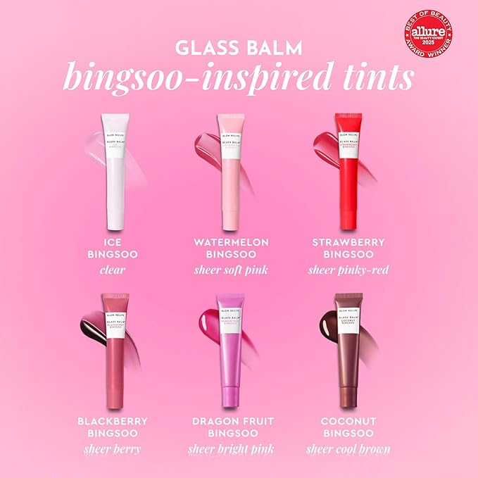 Glow Recipe Glass Balm Lip Treatment - 12Hr Hydrating Lip Balm & Moisturizer with Hyaluronic Acid to Smooth, Plump & Protect from Dryness, High Shine Finish - Coconut Bingsoo (15 ml)